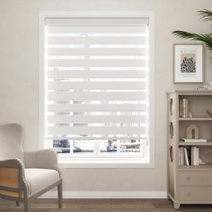 Zebra Blinds for Windows (36" W x 72" H, White) Zebra Roller Window Shades, Corded Dual Layer Light Filtering Privacy for Day and Night, Light Control and Protecting Privacy for Home and Office