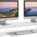 YAOHUOO Dual Monitor Stand Riser, 39Inch Large Monitor Stands for 2 Monitors, Computer Monitor Stand, Wooden Desktop Oraganizer Shelf for Office Desk Computer,Laptop,TV