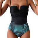 Eomenie Women's Push Up Wrap Front Swimsuit One Piece Tummy Control Bathing Suits Bandeau Support Slimming Swimwear Small
