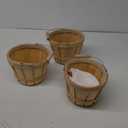 Eaasty Pack of 3 Round Wooden Bushel Baskets Wood Fruit Buckets with Handle for Vegetable Snack Holiday Cheat Farm Bucket Garden Decoration, 4-quart Capacity, 6. 1 Inch Tall, 8 Inch Diameter (Wood Color)