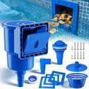 Above Ground Pool Skimmer, Heavy Duty Through-Wall Mount Pool Skimmer Kit with Accessories, Universal Fit for Standard Wall Openings, Klein Blue in-Wall Surface Skimmer Includes Leak-Free Teflon Tape