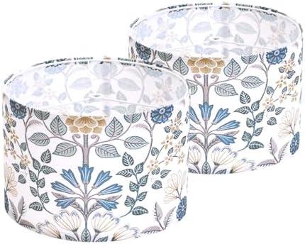 2pcs Flower Printed Small Drum Lamp Shades for Table Lamps Floor Lamps Wall Lamps.10"x10"x7" Barrel Lamp Shade for Home Decoration.Sipder Fitter Design.Easy Assembly.Fit harp and finial (not included)