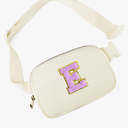 Gitus Gifts for 8 9 10 11 12 Year Old Girls Belt Bag Fanny Pack Crossbody Bags with Initial Letter Patch Cute Stuff Birthday Gifts for Teen Girls Women Personalized Trend Stuff (Ivory-E) Pack of 2
