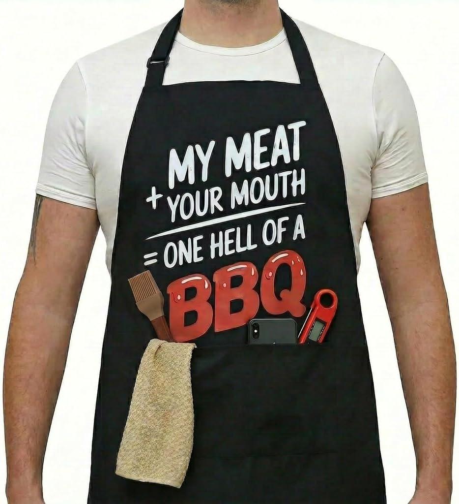 Funny Grilling Aprons for Men, Funny BBQ Apron, Fathers, Birthday Gifts for Husband, Dad, Boyfriend, Anniversary Gag Gifts