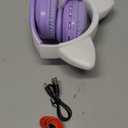 HOYJACY Kids Bluetooth Headphones with LED Cat Ears, Wireless/Wired Mode Headphones for Kids, Foldable Stereo Over Ear Headphones with Built-In Mic for School Birthday Xmas Gift (Purple)