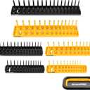 GRENPRO 7PCS Socket Organizer Tray Set with Mini Folding Tray, Yellow & Black Magnetic Socket Holder for 1/4", 3/8", 1/2" Drive Metric and SAE Sockets