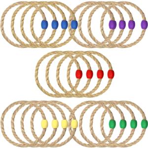 20 Pack Multicolor Rope Ring Toss Game Replacement Parts for Adults and Kids, Outdoor Toss Rings for Agility Practice and Speed and Yard and Lawn Game for Party(5 Colors-Blue Purple Red Yellow Green)