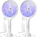 YISSVIC Electric Fly Swatter 4000V Bug Zapper Racket Dual Modes Mosquito Killer with Purple Mosquito Light Rechargeable for Indoor Home Office Backyard Patio Camping