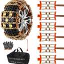 KYX Upgrade Alloy Steel Tire Chains for Car/SUV/Pickup Truks, Adjustable Universal Emergency Snow Chains for Off-road SUV Car Tires 185 195 205 215 225 235 245 255 - Set of 6, Alloy Steel