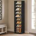 SYNCVIBE Foldable Shoe Rack Organizer, 9-Tier, 18 Pairs, 17.3" Wide, Black