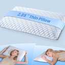 2.85" Ultra Thin Memory Foam Pillow with Cool-to-Touch Cover, Low Profile Flat Bed Pillow for Back & Stomach Sleepers, Standard Size