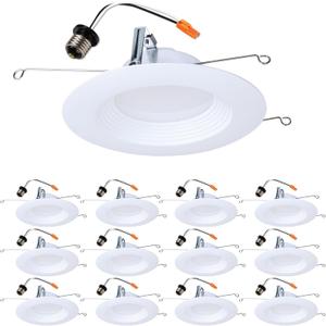 HALO LTE 12-Pack 5/6 in Indoor/Outdoor Recessed LED Trim Can Lights, 600 Lumens, 3000K Soft White, Dimmable, Wet Location, Energy Star, Air-Tite Certified - LTE566930-12PK