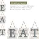 Barnyard Designs Eat Sign - Rustic Wall Decor for Kitchen and Home, Primitive Country Farmhouse Decorations, Distressed Hanging Sign, 24" x 8" (White/Grey)