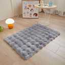 Chovy 2'X3' Faux Fur Fluffy Shaggy Rectangular Area Rug for Bedroom, Living Room, Kids Room, Unisex, Ages 3+ (Grey)