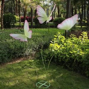 3Pcs Large Silk Butterfly Decorations,Big Butterfly Decoration with Standing Base,Mariposas Grandes Para Decoracion for Wedding Birthday Party Decor Ideal for Home and Event Decorations (Green Pink)