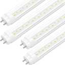 4-Pack T8 LED 4FT Type B Light Bulbs, Ballast Bypass, 4 Foot LED Tube Lights Replacement, 24W 3120LM 6500K for G13, Double Row Lamp Beads, ETL Listed, Dual-Ended, Clear Cover