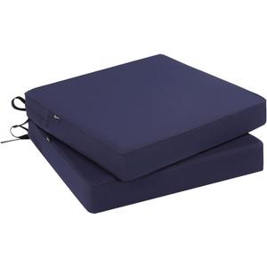 Topotdor Outdoor Chair Cushions Set of 2, 18.5"x16.5"x3" Waterproof Patio Chair Cushions for Outdoor Furniture, Square Corner Outdoor Seat Cushions Color Fastness Chair Pads with Ties, Blue