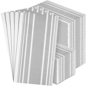 200 Pieces Disposable Paper Guest Towels Bulk, Paper Guest Napkins for Bathroom, Disposable Hand Towel for Dinner Holiday 2 Ply Grey Stripe Napkins