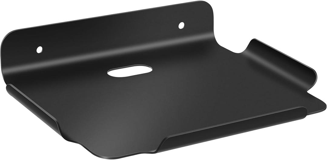 6"x 7.5" Floating Shelves, Metal Wall Shelf for Wall Storage, for Smart Home, Speakers, Internet Router, Security Camera - for Bedroom, Bathroom, and Living Room (Black) 6x7.5