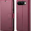 Wallet Case for Google Pixel 9a, RFID Blocking Credit Card Holder, PU Leather Folio Flip Kickstand Protective Shockproof Cover for Pixel 9a (Red)