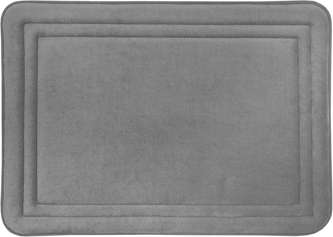 ACHIM Memory Foam Bathroom Rugs - 17 x 24 Inch (Elle Grey) - Ultrasoft Non Slip Bath Mat for Bathroom Floor, Shower, Bedroom & Kitchen - Quick Dry Washable Dense Memory Foam Bath Mat Shower Rug