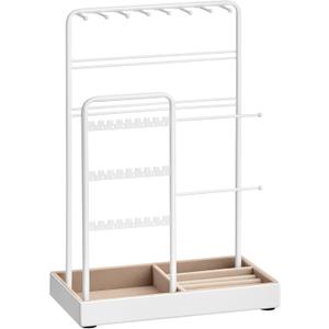 SONGMICS Jewelry Holder, Jewelry Organizer, Jewelry Display Stand with Metal Frame, Velvet Tray, Necklace Earring Bracelet Holder, for Studs, Rings, Gift Idea, Matte White UJJS021W01 (4.5"D x 7.7"W x 12.1"H)