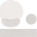 MOSISO Wrist Rest Support for Mouse Pad&Keyboard Set, Circle Curved Ergonomic Mousepad&Coaster Non-Slip Base Home/ Office Pain Relief&Easy Typing Pad with Soft Cloth&Raised Memory Foam, Stone Gray