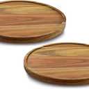 4 x 12" Acacia Wood Lazy Susan Organizer Kitchen Turntable for Cabinet Pantry Table Organization,2 Pack