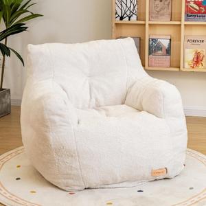 Cvortll Bean Bag Chair with Filler, Bean Bag Sofa with Tufted Soft Stuffed Filling, Fluffy and Lazy Sofa, Comfy Cozy BeanBag Chairs with Memory Foam for Dorm, Apartment, Living Room (White), 37" x 34.25" x 29.53"