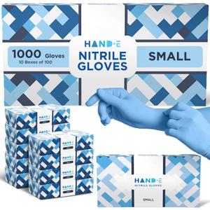 Hand-E Touch Disposable Nitrile Gloves 1000 Count Case - Latex Free, Powder Free, Surgical Medical Exam Gloves -Bulk Supply
