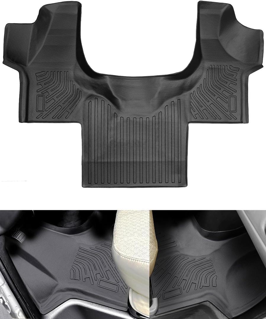 Floor Mats for Chevy/Chevrolet Express & GMC Savana 2500/3500 2015-2023, All-Weather TPE Rubber Front Row Car Liners Full-Covered Mats with Extended Path Coverage Van Accessories, Black