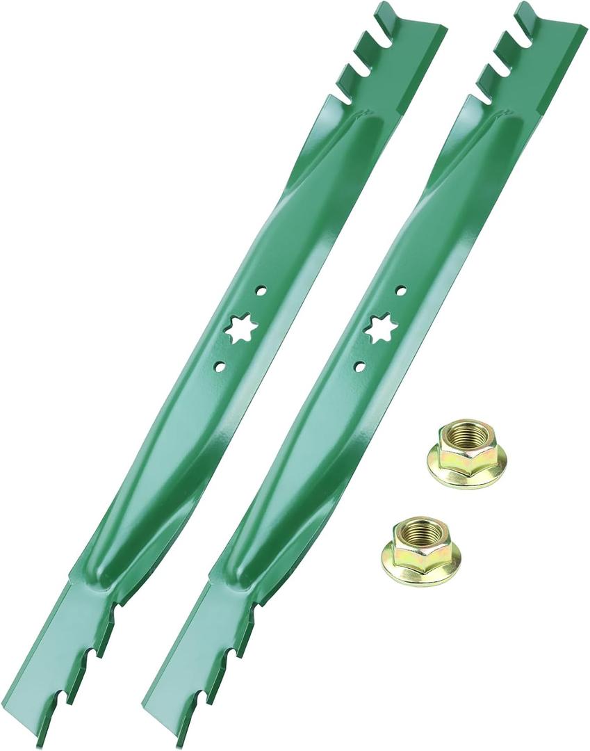 GELASKA 942-04290-X Lawn Mower Blades with Blade Nuts Fits Cub Cadet 46 inch Mower Blades, XT1 LT46 LTX1045 LTX1046 XT1 46 RZT46 Replace 742-04290-X 942-04244A 942-04290A, 2 Pack Gator Mulching Blades
