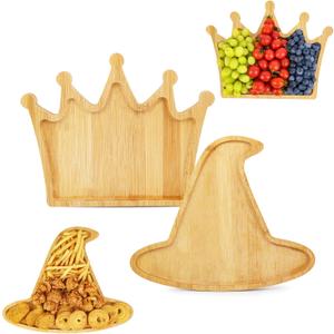 2 Pcs Halloween Charcuterie Board, Wicked Halloween Cheese Board Wooden Serving Platter Snack Trays Dinnerware Cookware for Home Kitchen Candy Cookie (Brown, One Size)