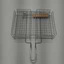 DOUBLE TWO - Stainless Steel Grill Basket, Grilling Baskets for Outdoor Grill, for Meat, Fish, Vegetable, BBQ Accessory, With Height Adjustable Cover & Detachable Handle, Easy to use, 1Pcs