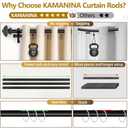 KAMANINA 1 Inch Double Curtain Rod 72 to 144 Inches (6-12 Feet) Telescoping Black Curtain Rods for Windows 69 to 140 Inches, Heavy Duty Drapery Rods with Square Finials