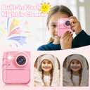 Instant Print Camera for Kids, 1080P Video Camera with 3 Print Rolls, 32GB Card & Cute Cover, Gift for Girls Boys Age 3-12, Toddler Digital Camera with Games, Filters, Music Pink