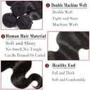 Body Wave Human Hair Bundles 26 28 30 Inch Natural Black Bundle Human Hair Extension 3 Bundles 50g Per Bundle 150 Gram Total Unprocessed Virgin Hair Color #1B