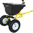 Tow Behind Broadcast Spreader, 85 LBS Capacity Lawn Spreader with 10" Pneumatic Tires, Hopper Cover, Universal Hitch & Adjustable Flow Control for Seed, Fertilizer, Salt and Ice Melt