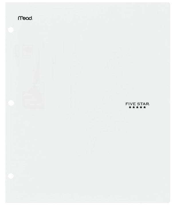 Five Star 2 Pocket Folder, Stay-Put Folder, Plastic, Folders with Pockets, Color White, 1 Count (33210)