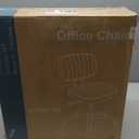 Sweetcrispy Small Office Desk Chair - Armless PU Leather with Comfy Lumbar Support, Height Adjustable Rolling Swivel Task for No Arms, for Adult, Student, Bedroom, Home, Vanity, Black