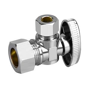 Stop Valves, 1/2" × 3/8" Angle Stop Valve, 1/2" Nominal (5/8" OD Comp.) Angle Input, 3/8" OD Compression Output, 1/4 Turn, Chrome Plated Brass for Kitchen, Faucet, Toilet Valves