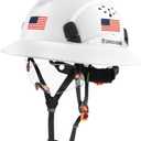 GREEN DEVIL Full Brim Hard Hat Vented Construction Safety Helmet OSHA Approved Cascos De Construccion ABS Work Hardhat for Men&Women 6 Point Adjustable Ratchet Suspension Custom Pattern Design (Matte White Graphite Pattern With Built-In Visor)