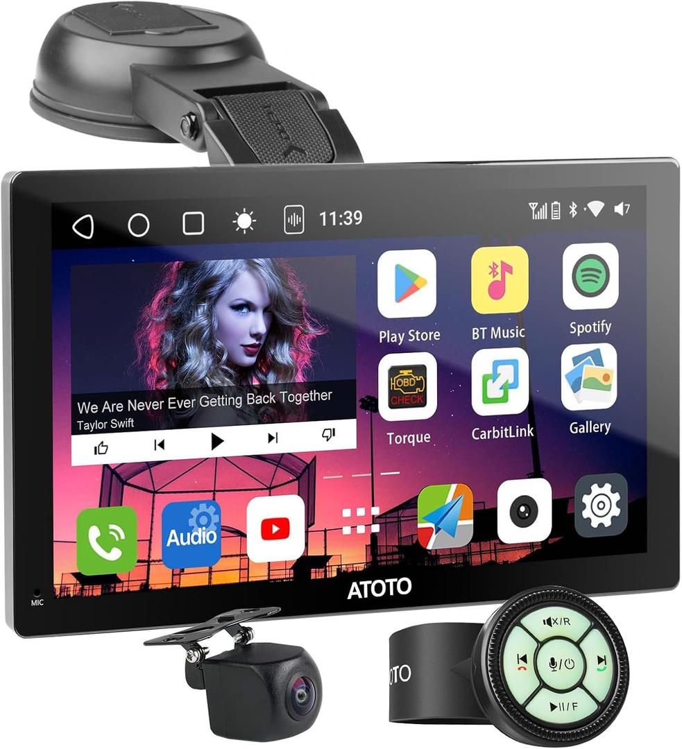 ATOTO P9 AI Voice Support, 4G LTE WiFi Android Digital Media Receivers, 4G+32G Wireless CarPlay & Android Auto Car Stereo, 7inch QLED, Dual BT, GPS Tracking, HDMI Input,1080P Rear Camera,P907PR-S2