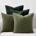 Topfinel Couch Throw Pillows Covers 18x18 Inch Set of 4,Olive Emerald Green Corduroy Decorative Cushion Case,Rustic Fun Living Room Decor fundas para cojines