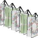 5 Pack Moving Bags, Wreath Storage Bag, Garland Container, Clear Storage Bags with Handles and Zippers Moving Bag for College Carrying, Bedding, Toys Organizer, Under the Bed Storage (Black)