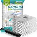 Vacuum Seal Bags for Clothing - Vacuum Storage Bags with Hand Pump, Space Saver Organisers for Travel Luggage Clothes Blankets Comforters (8 Small)