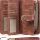 FALAN MULE Women Leather Wallet Large Capacity Bifold RFID Blocking Card Holder with Zipper Coin Pocket (BJ-Light Brown)