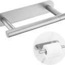Self Adhesive Toilet Paper Holder, SUS304 Stainless Steel Brushed Nickel Toilet Roll Holder, Double Base Paper Towel Holder Wall Mount No Drilling for Bathroom, Kitchen, Washroom
