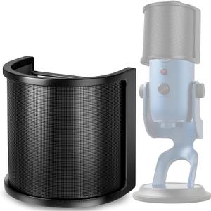 Microphone Pop Filter for Blue Yeti,PEMOTech [Upgraded Three Layers] Metal Mesh & Foam & Etamine Layer Microphone Windscreen Cover Handheld Mic Shield Mask