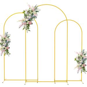Asee'm Metal Arch Backdrop Stand Set of 3 (7.2FT, 6.6FT, 6FT) Gold Arched Frame for Wedding Ceremony Parties Birthday Baby Shower Garden Balloon Decoration